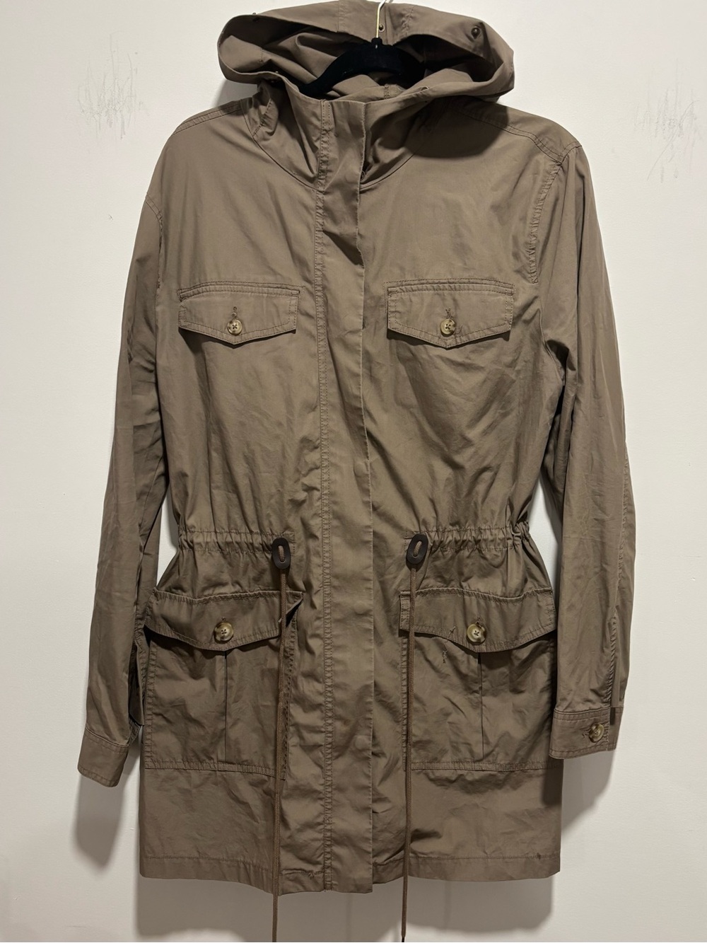 Women's Hooded Utility Jacket in Taupe